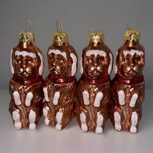 Vintage‎ Glass Blown Christmas Ornaments Lot Of 4 Dog Dogs White Paws